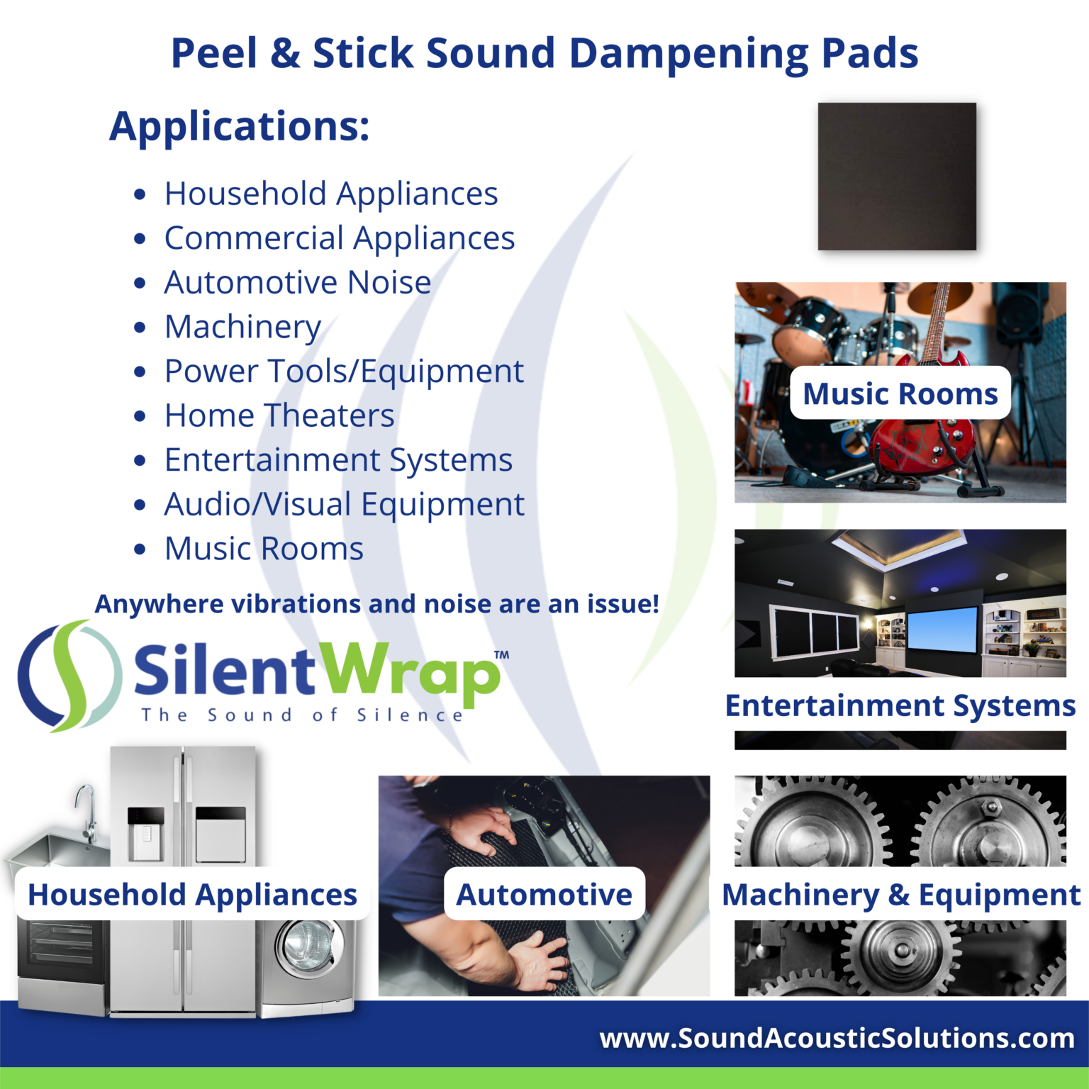 SilentWrap™ Peel & Stick Sound Dampening Pads